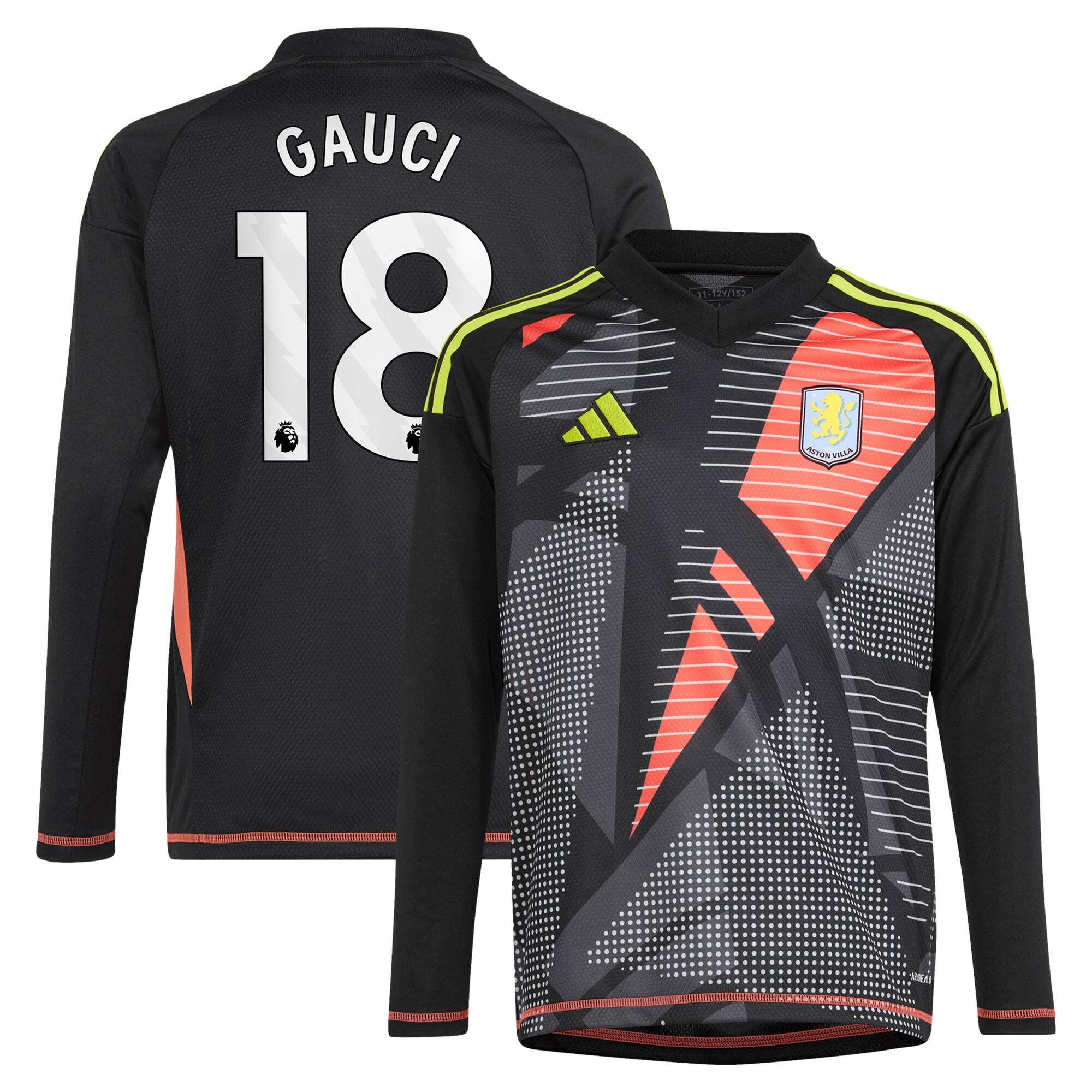 aston villa adidas goalkeeper shirt 2024-25 – long sleeve – kids with gauci 18 printing – 202029323 Collection | Aston Villa Shop Official Jerseys