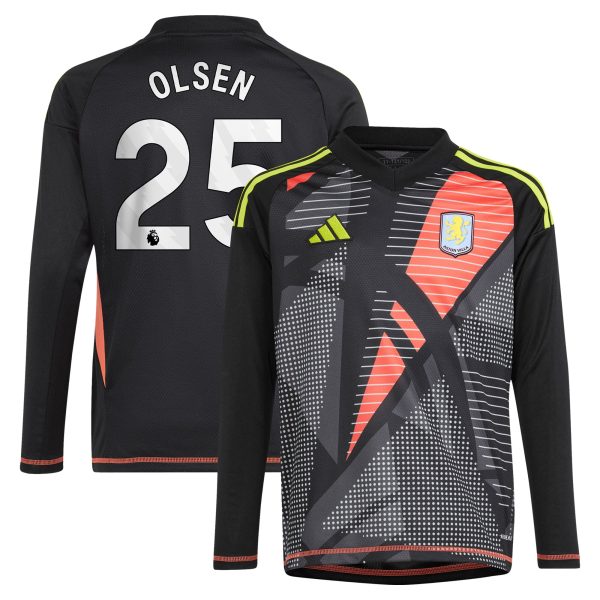 aston villa adidas goalkeeper shirt 2024-25 – long sleeve – kids with olsen 25 printing – 202029322 Collection | Aston Villa Shop Official Jerseys