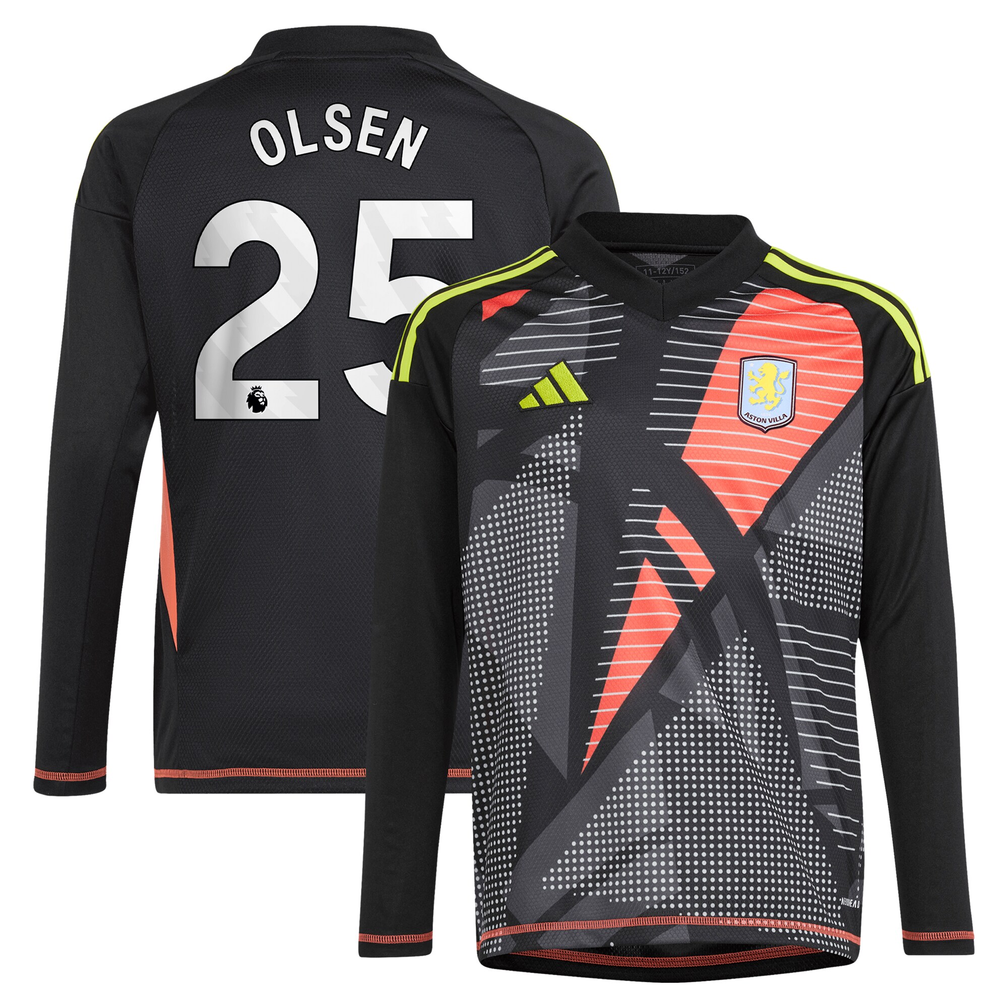 aston villa adidas goalkeeper shirt 2024-25 – long sleeve – kids with olsen 25 printing – 202029322 Collection | Aston Villa Shop Official Jerseys
