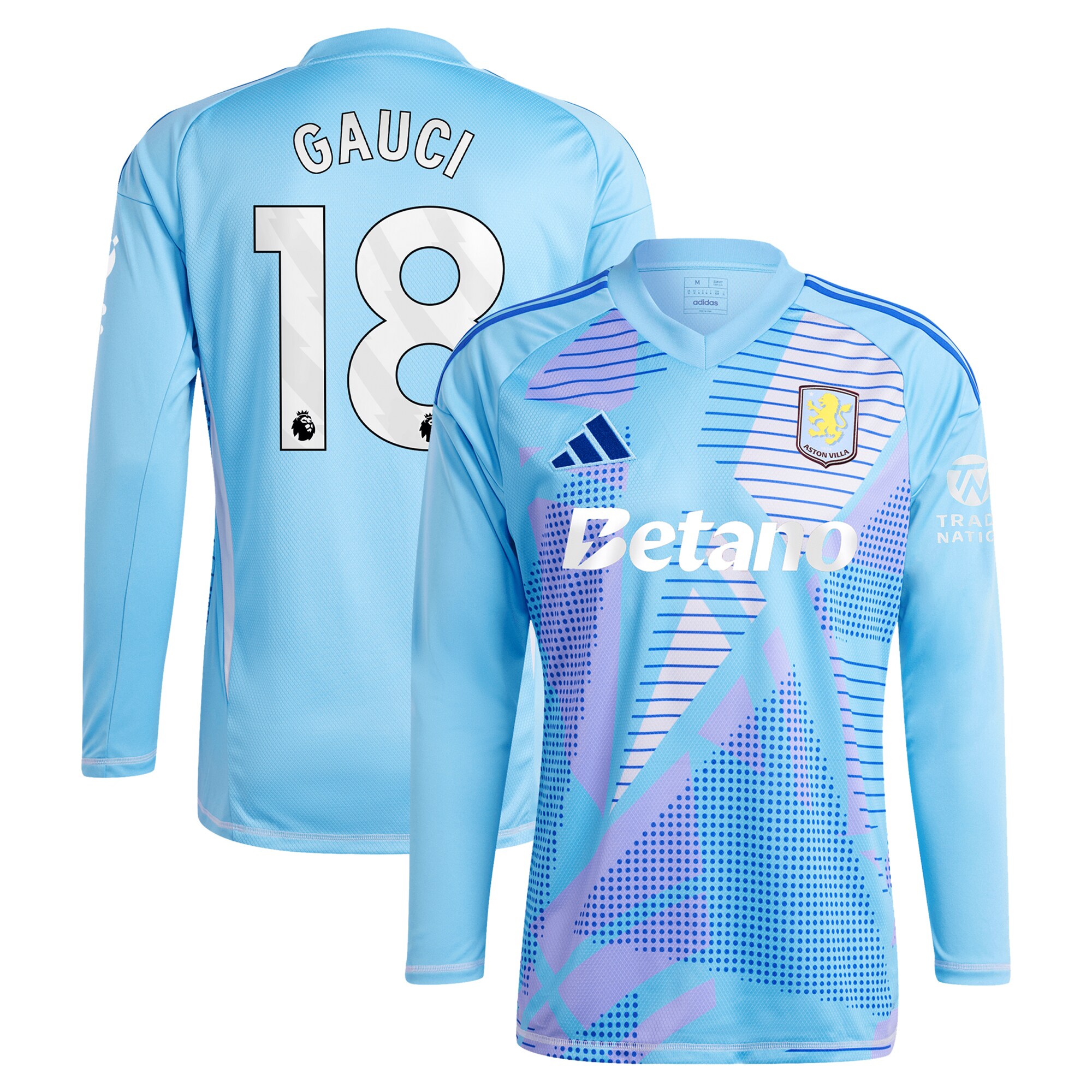 aston villa adidas goalkeeper shirt 2024-25 – long sleeve with gauci 18 printing – 202030982 Collection | Aston Villa Shop Official Jerseys