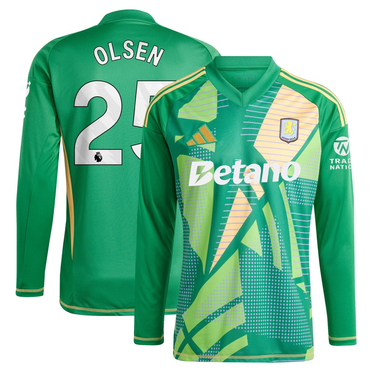 aston villa adidas goalkeeper shirt 2024-25 – long sleeve with olsen 25 printing Collection | Aston Villa Shop Official Jerseys