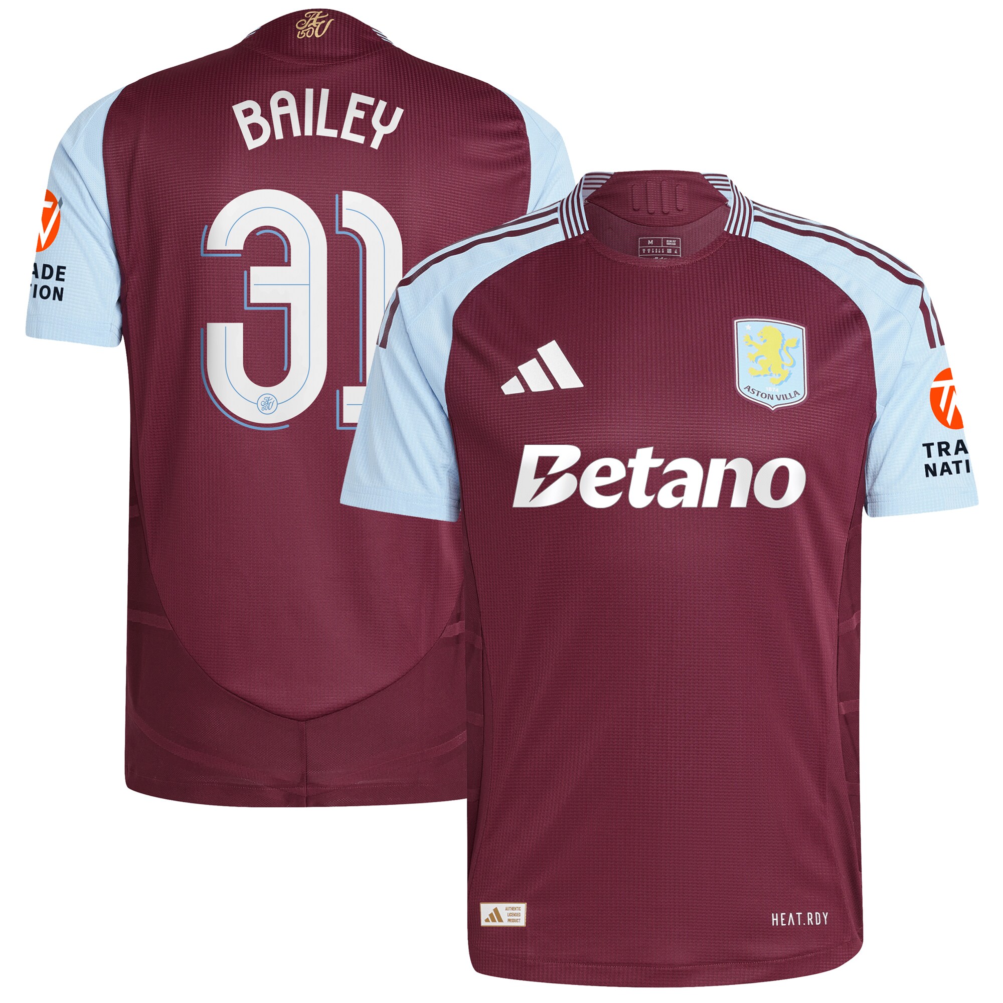 aston villa adidas home authentic shirt 2024-25 with bailey 31 cup printing Collection | Aston Villa Shop Official Jerseys