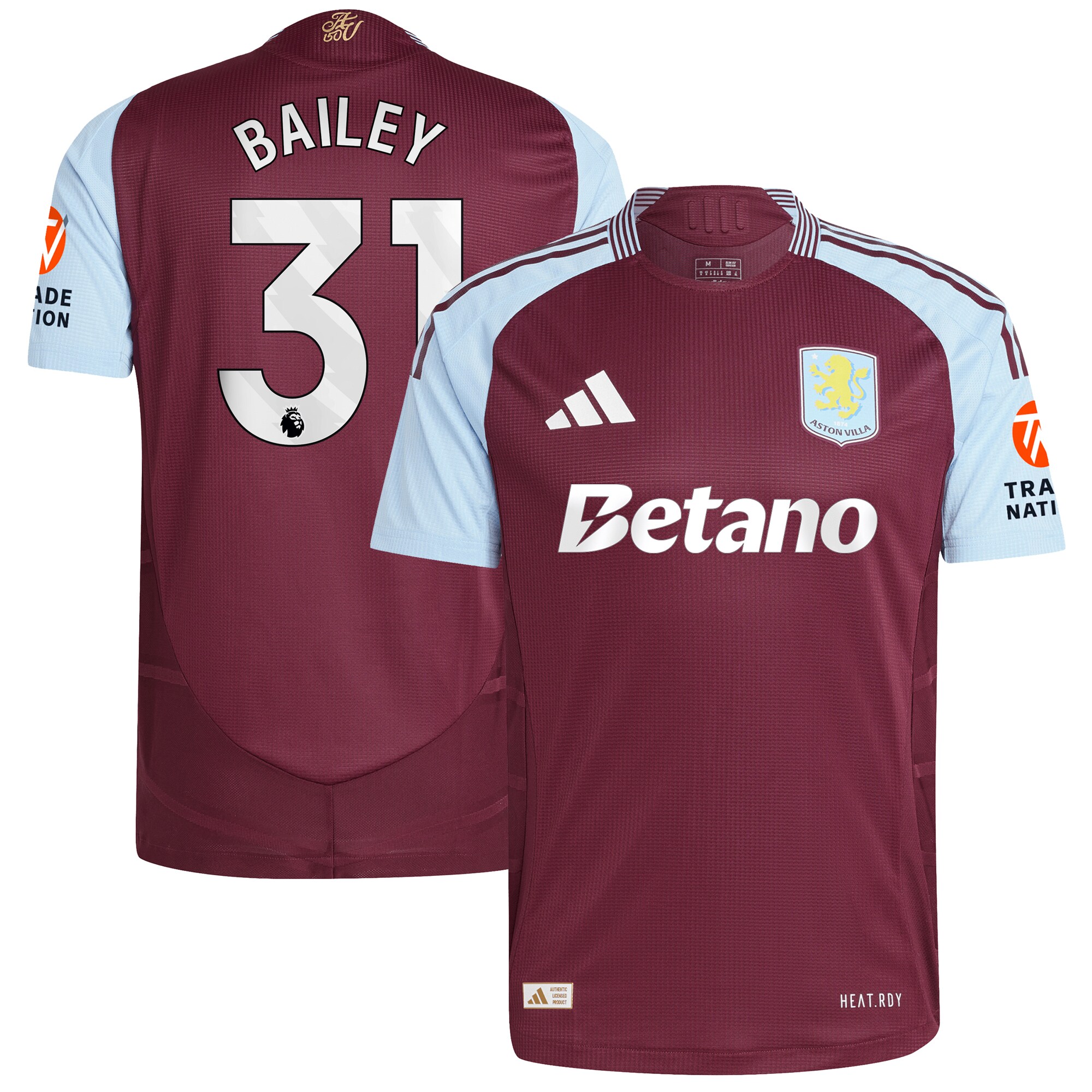 aston villa adidas home authentic shirt 2024-25 with bailey 31 printing Collection | Aston Villa Shop Official Jerseys
