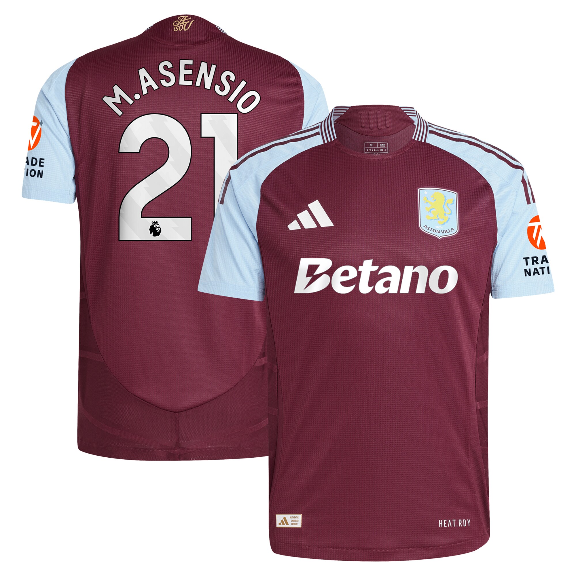 aston villa adidas home authentic shirt 2024-25 with m.asensio 21 printing Collection | Aston Villa Shop Official Jerseys