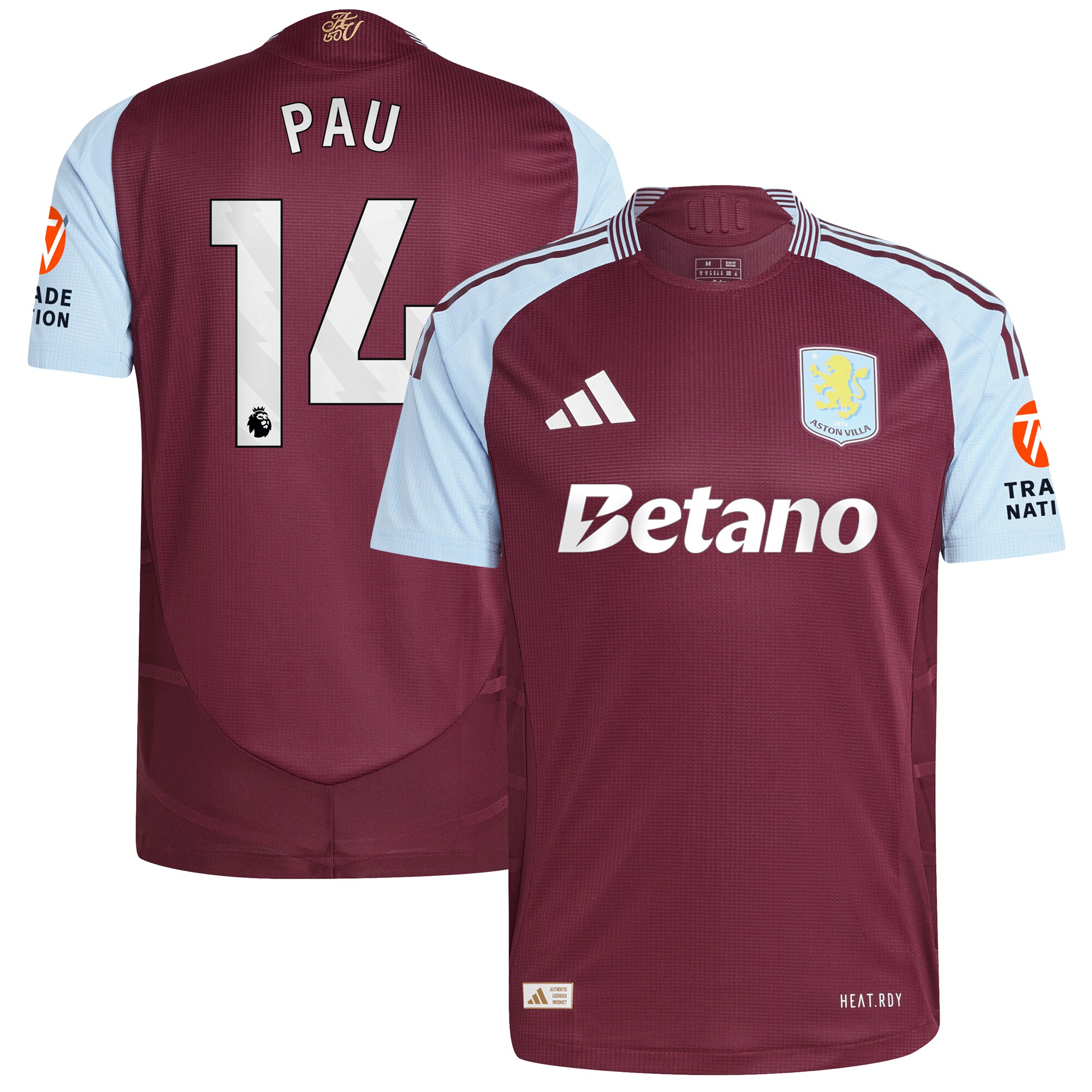 aston villa adidas home authentic shirt 2024-25 with pau 14 printing Collection | Aston Villa Shop Official Jerseys