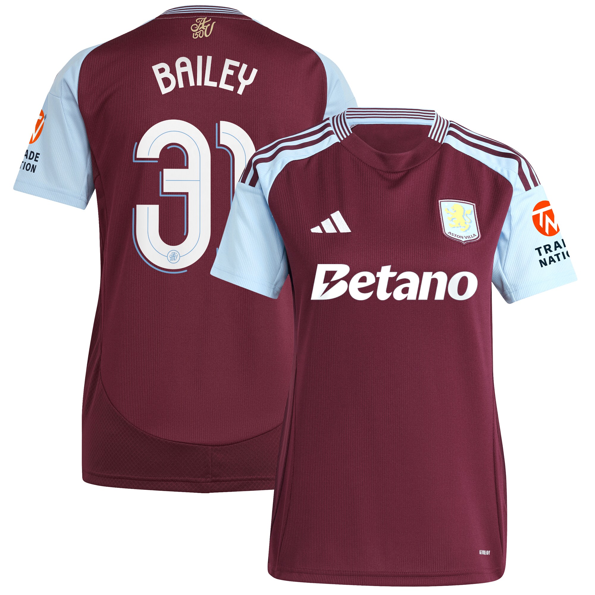 aston villa adidas home shirt 2024-25 – womens with bailey 31 cup printing Collection | Aston Villa Shop Official Jerseys