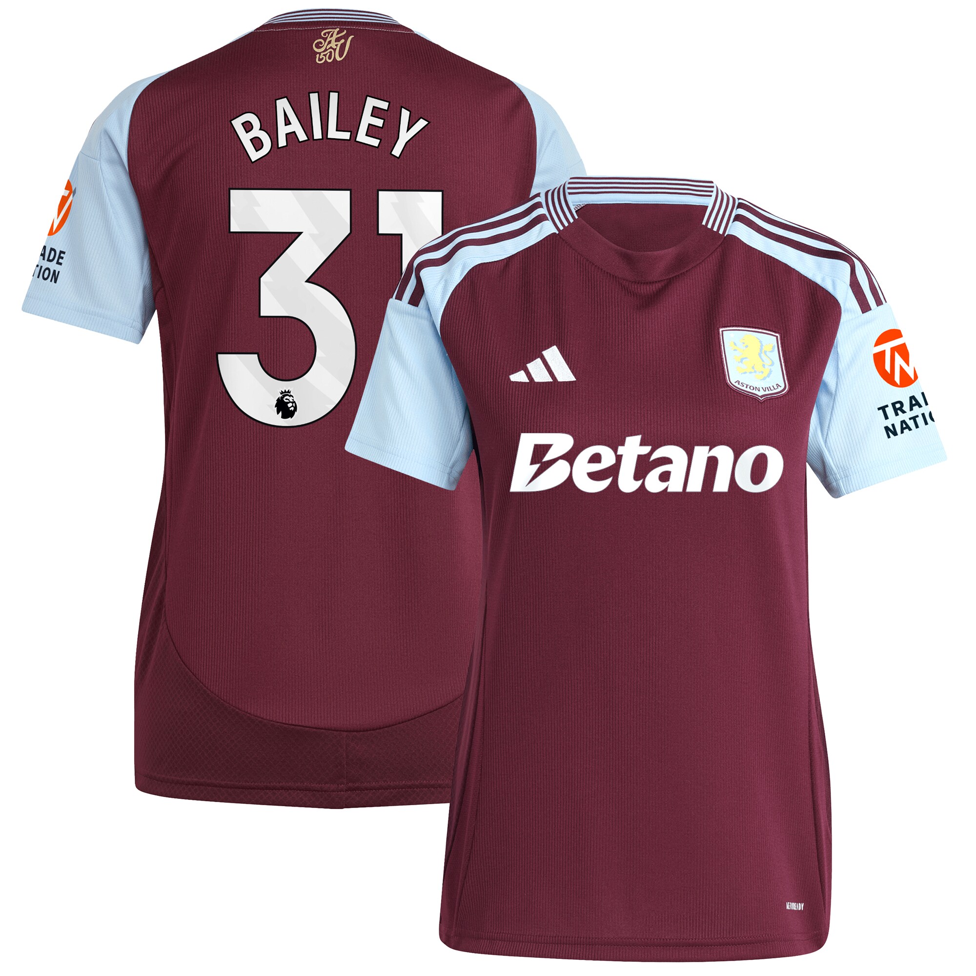 aston villa adidas home shirt 2024-25 – womens with bailey 31 printing Collection | Aston Villa Shop Official Jerseys