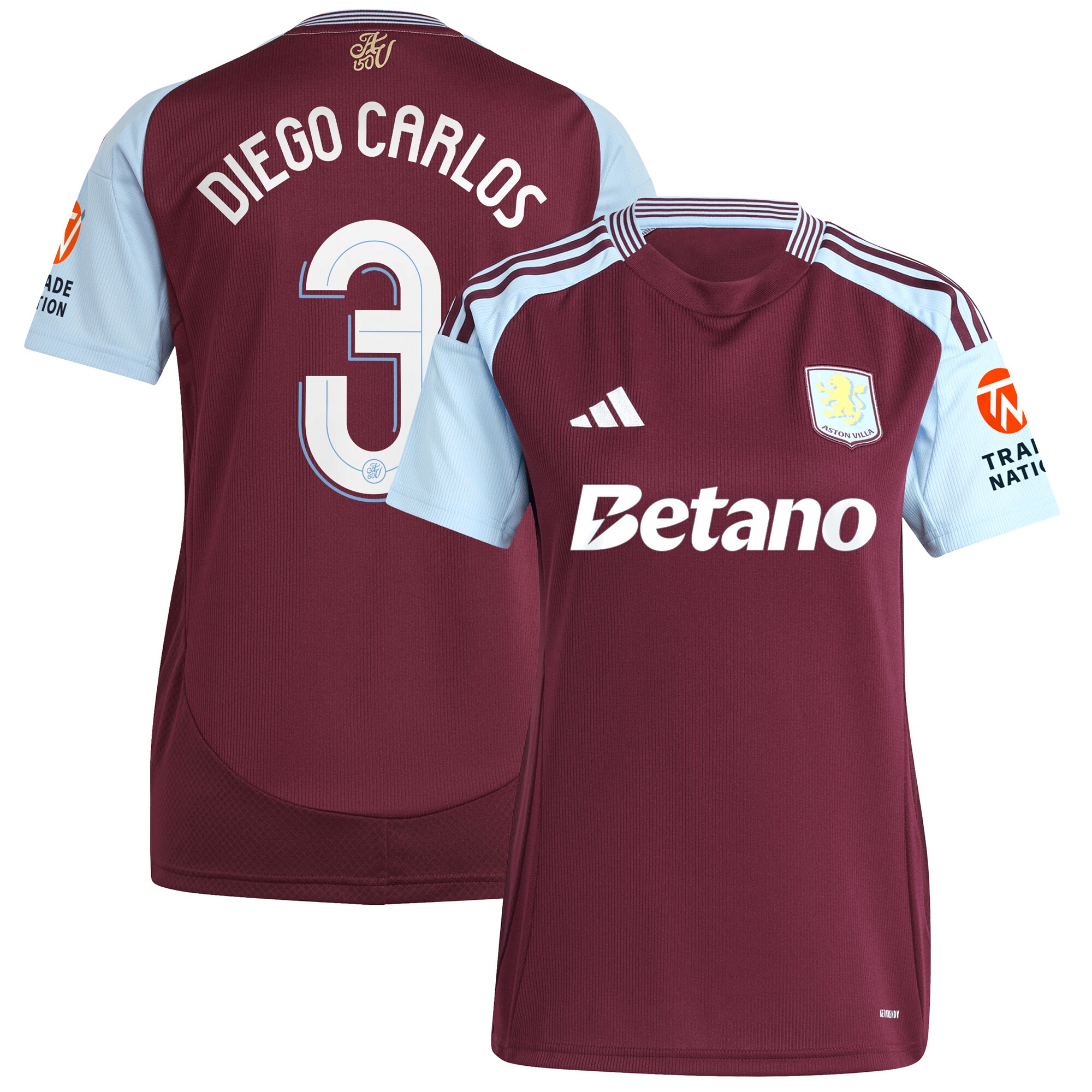 aston villa adidas home shirt 2024-25 – womens with diego carlos 3 cup printing Collection | Aston Villa Shop Official Jerseys