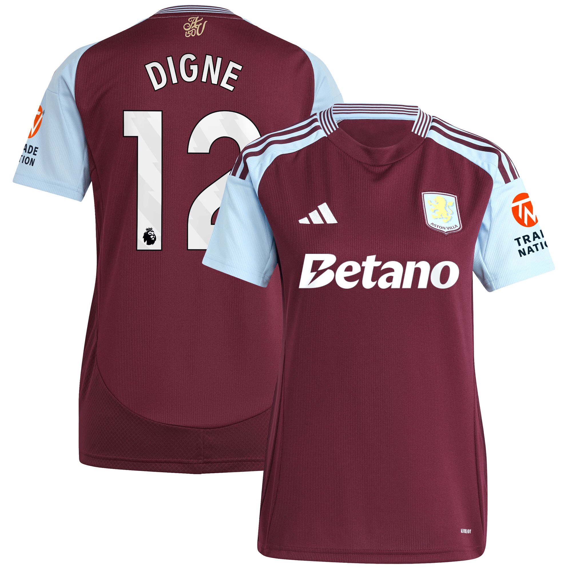 aston villa adidas home shirt 2024-25 – womens with digne 12 printing Collection | Aston Villa Shop Official Jerseys