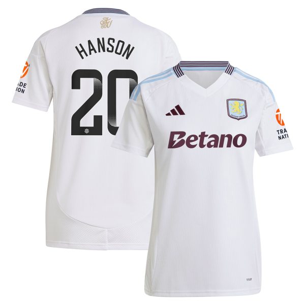 aston villa wsl adidas away shirt 2024-25 – womens with hanson 20 printing Collection | Aston Villa Shop Official Jerseys