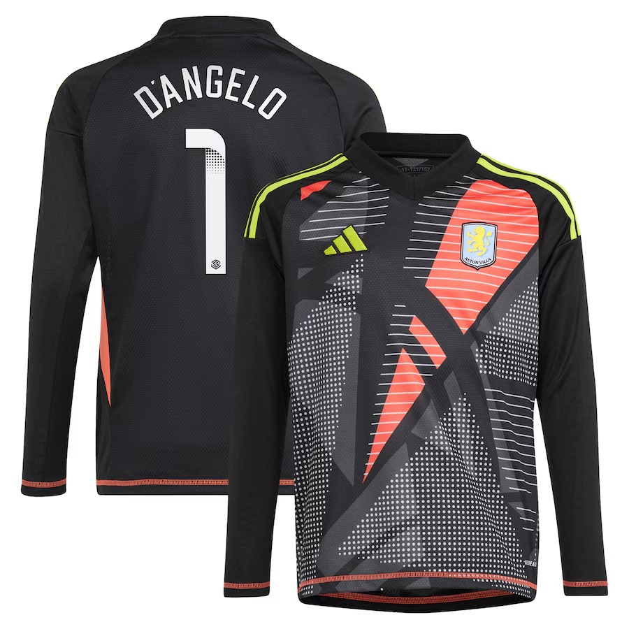aston villa wsl adidas goalkeeper shirt 2024-25 – long sleeve – kids with d8217angelo 1 printing Collection | Aston Villa Shop Official Jerseys