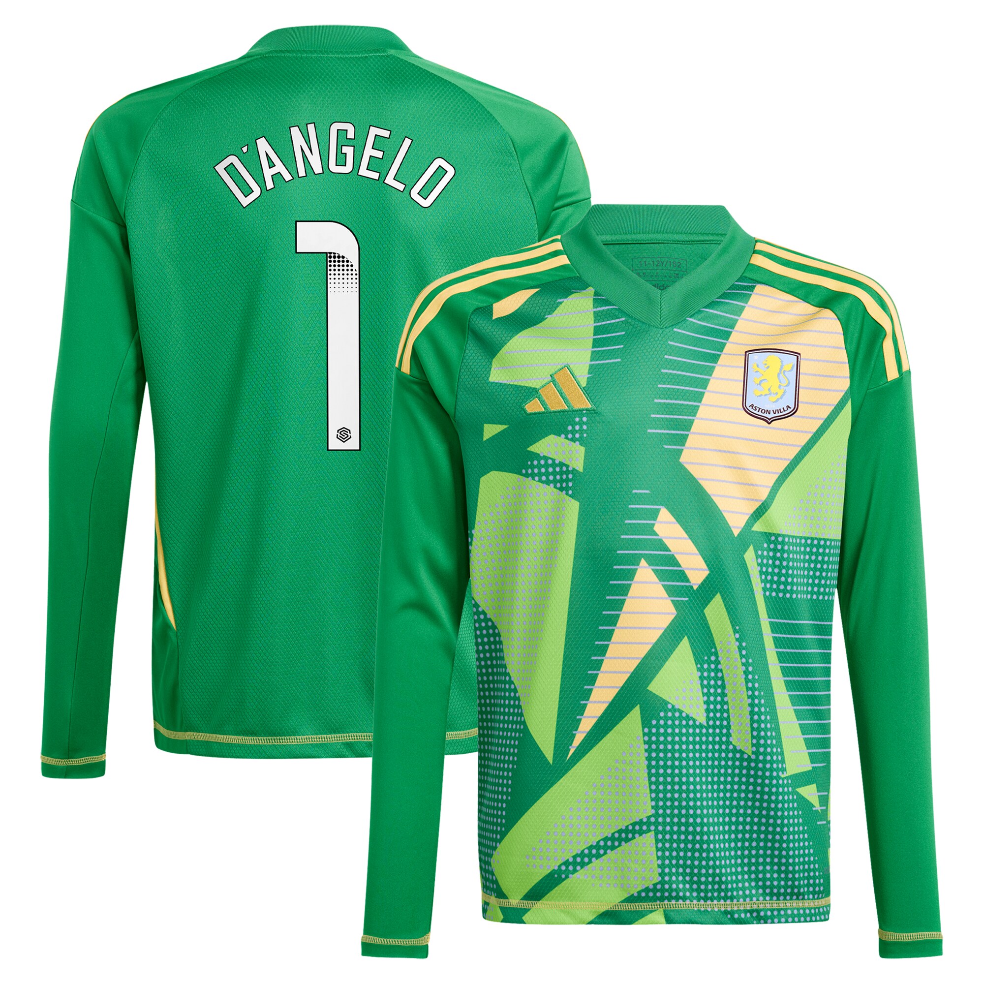 aston villa wsl adidas goalkeeper shirt 2024-25 – long sleeve – kids with dangelo 1 printing – 202712206-01 Collection | Aston Villa Shop Official Jerseys
