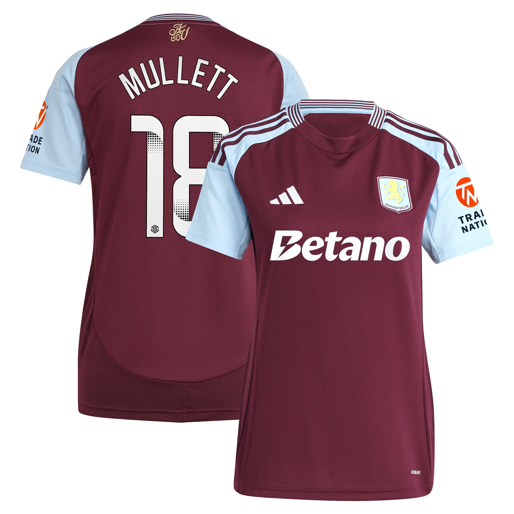 aston villa wsl adidas home shirt 2024-25 – womens with mullett 18 printing Collection | Aston Villa Shop Official Jerseys